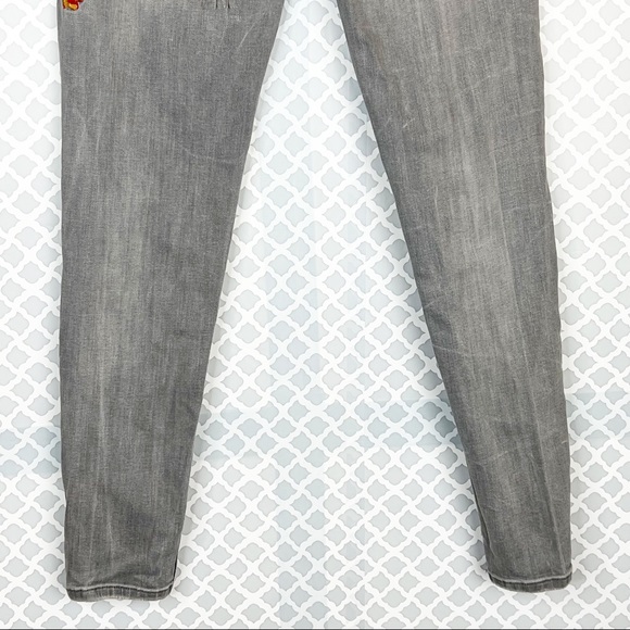 GUC Zara Floral Embroidered Grey  Wash Skinny Jeans - Picture 6 of 11